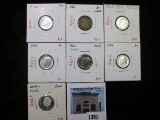 Group of 7 Silver Roosevelt Dimes, 1946-D, 1960, 1964 BU; 1963 AU toned; 1962, 2009-S PROOF, group v