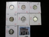 Group of 7 Silver Roosevelt Dimes, 1955-S, 1957, 1959, 1962-D, BU; 1955 circ; 1958, 2016-S PROOF, gr