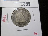 1853 Arrows & Rays Seated Liberty Quarter, VF, value $50+