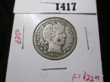 1914 Barber Quarter, F, value $22+