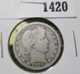 1916-D Barber Quarter, VG, value $10+