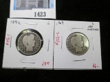 Pair of 2 Barber Quarters - 1892 G, 1909 rev scratches, value $15+