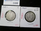 Pair of 2 Barber Quarters - 1908-D G, 1916-D G obv AG rev , value $18+