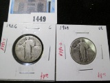 Pair of 2 Standing Liberty Quarters, 1926 G, 1929 VG, value $15+