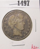 1899 Barber Half Dollar, VG10, value $20+