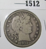 1912 Barber Half Dollar, F FULL LIBERTY, value $45+