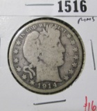 1914-S Barber Half Dollar, G+ full rims, value $16+