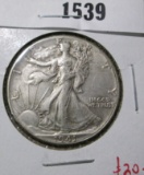 1940 Walking Liberty Half Dollar, XF/AU, value $20+