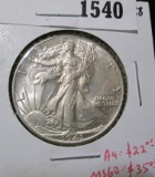 1941 Walking Liberty Half Dollar, AU58, value $20-$35+