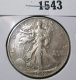 1942 Walking Liberty Half Dollar, XF, value $18+