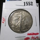 1942 Walking Liberty Half Dollar, AU58 slider, value $40+