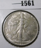 1943 Walking Liberty Half Dollar, AU, value $20+