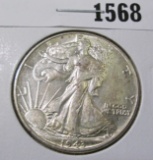 1943 Walking Liberty Half Dollar, AU58 slider, value $35+