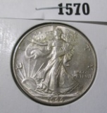 1944 Walking Liberty Half Dollar, AU+, value $20+