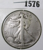 1946-S Walking Liberty Half Dollar, F+, value $16+