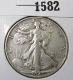 1947 Walking Liberty Half Dollar, XF+, value $18+