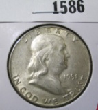 1951 Franklin Half Dollar, AU+, value $15+