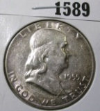 1955 Franklin Half Dollar, AU toned, value $23+