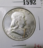 1955 Franklin Half Dollar, BU MS64+, value $40+