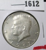 1967 Kennedy Half Dollar, BU, value $22+