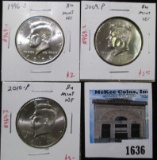 Group of 3 Kennedy Half Dollars, 1996-D, 2009-P, 2010-P, all BU from Mint Sets, group value $9+