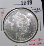 1880-S Morgan Silver Dollar, BU MS64+ clean cheek!, MS64 value $80, MS65 value $170