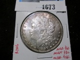 1887 Morgan Silver Dollar, BU toned, MS63 value $65, MS64 value $80, MS65 value $165