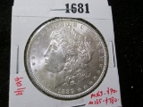 1889 Morgan Silver Dollar, BU, MS63 value $70, MS65 value $380
