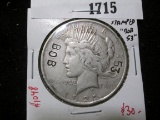 1922 Peace Silver Dollar, VF counter stamped 