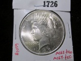1923 Peace Silver Dollar, BU, MS63 value $40, MS64 value $55