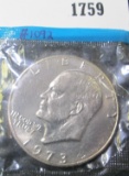 1973 Eisenhower Dollar, BU, available only from Mint Sets, still in Mint Cello, not made for circula