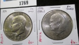 Pair of 2 Eisenhower Dollars, 1974 & 1976 type 1, both BU lightly toned, value for pair $20+