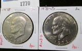 Pair of 2 Eisenhower Dollars, 1978 & 1978-D, both BU, value for pair $20+