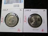 Pair of 2 Susan B Anthony (SBA) Dollars, 1979-P & 1979-D, both BU, value for pair $12+