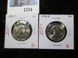 Pair of 2 Susan B Anthony (SBA) Dollars, 1979-P & 1979-D, both BU, value for pair $12+