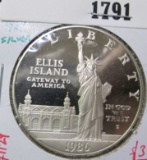 1986-S PROOF Statue of Liberty Commemorative Silver Dollar, value $30+