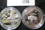 Pair of 2 Commemorative Half Dollars - 1991-S Mount Rushmore & 1992-S Olympics Gymnast, both PROOF i