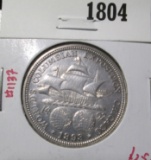 1893 Columbian Exposition Commemorative Half Dollar, AU, value $25+