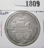 1893 Columbian Exposition Commemorative Half Dollar, circulated pocket piece, XF value $20+