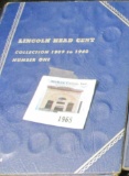 Partial set of 1909-1940 Lincoln Cents in a blue Whitman folder, 78 of 89 coins present, dates & min