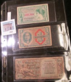 Group of 3 US military payment certificates, (MPCs), Series 611 $1, Series 651 $1 & Series 481 $10