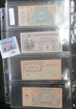 Group of 4 US military payment certificates, (MPCs), Series 472 5 Cents, Series 481 5 Cents, Series