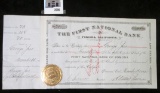 November 16, 1892 Stock Certificate with Gold Notary Seal  for 70 Shares 