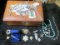Hardwood Cedar Jewelry Box with various necklaces, Tiara, Broaches, & etc.