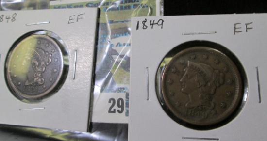 (2) U.S. Large Cents: 1848 EF & 1849 EF.