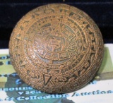 Domed Coin or Button depicting the Aztec Calendar. 