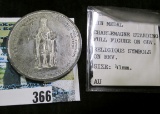 1846 France Tin Medal, Charlemagne Standing Full Figure on obv., Religious symbols on rev., 41mm. AU