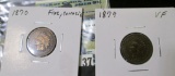 1870 Fine with corrosion & 1879 VF Indian Head Cent.