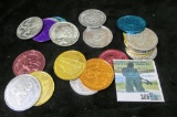 (20) 39mm Mardi Gras Tokens, multi-colored.