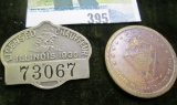 1930 Licensed Chauffeur Illinois Pinback; & a Patriotic War Token 